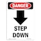 Signmission OSHA Sign, Step Down Down Arrow, 10in X 7in Decal, 7" W, 10" L, Portrait, Step Down (Down Arrow) OS-DS-D-710-V-2257 - alternate 1